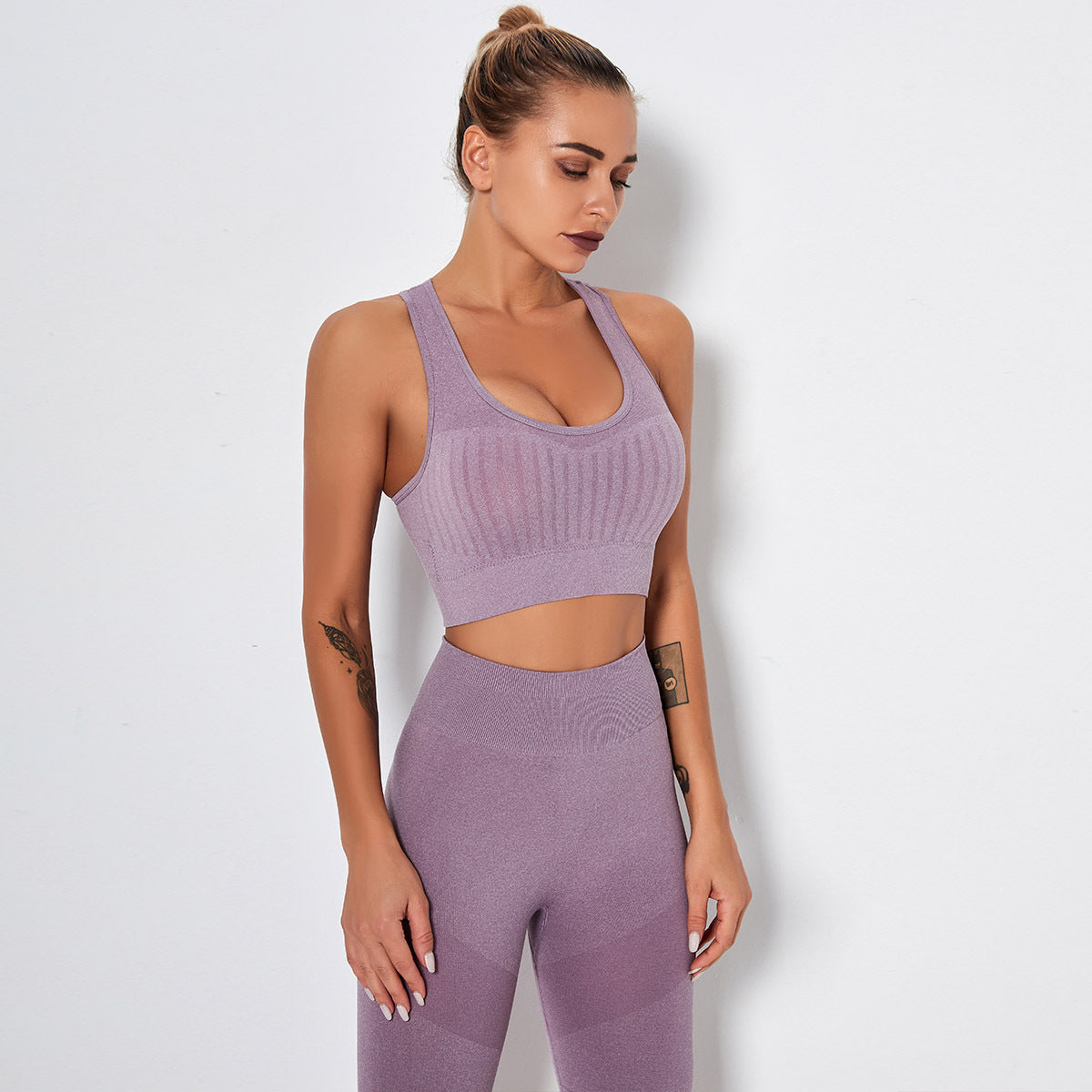 Seamless Knitted Striped Sports Bra - Image 7